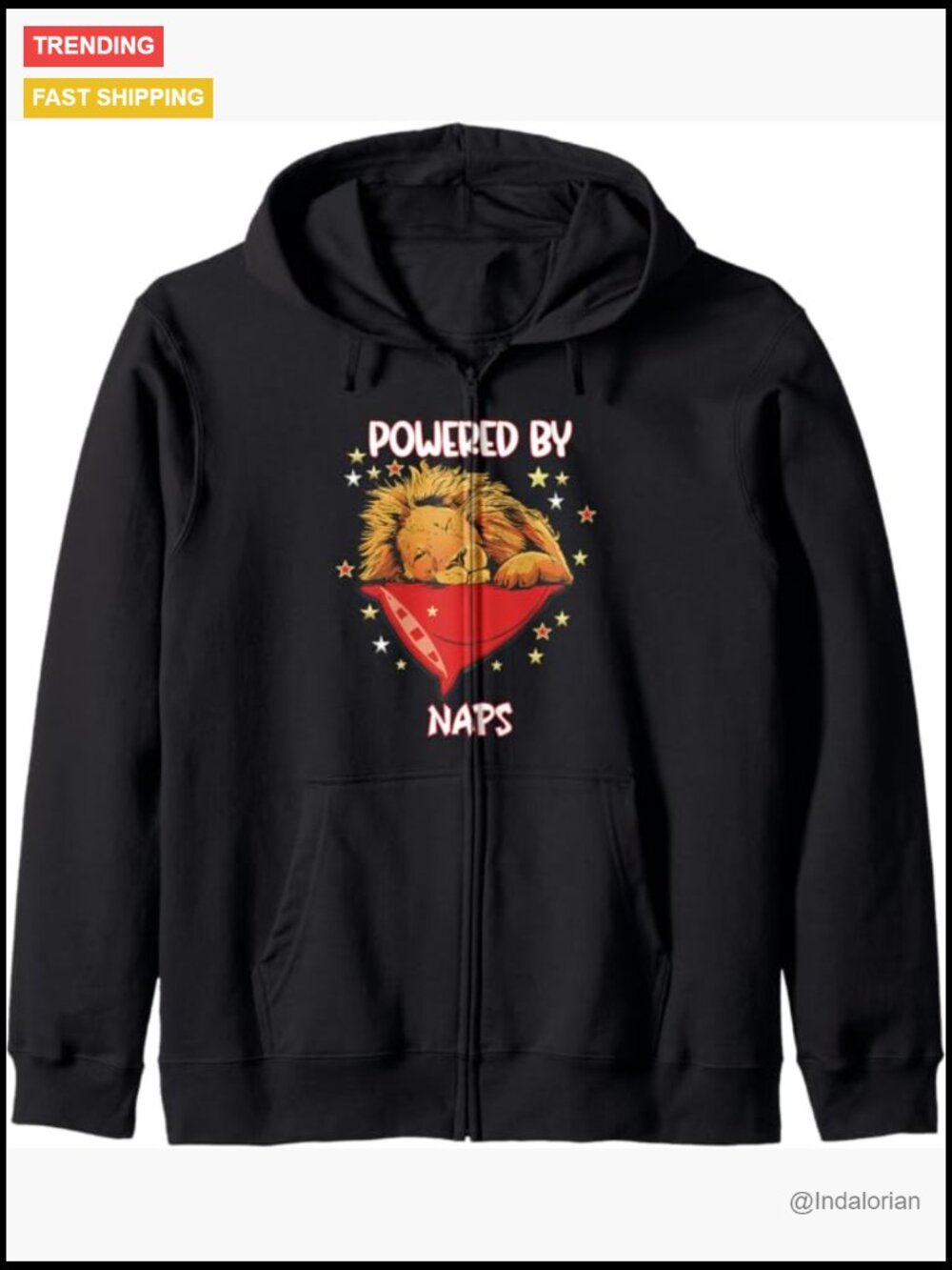 Novelty Napping Lion Graphic Zip Hoodie - Powered by Naps